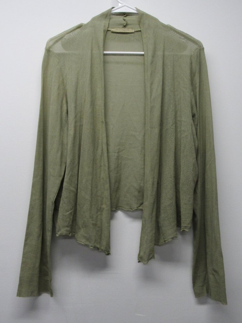 Cut Loose Sheer Green Mesh Knit Cardigan Women’s XL Open Front Lagenlook
